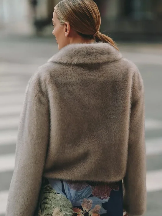 Anthropologie Rae Faux Fur Crop Jacket by Maeve - Picture 5 of 9